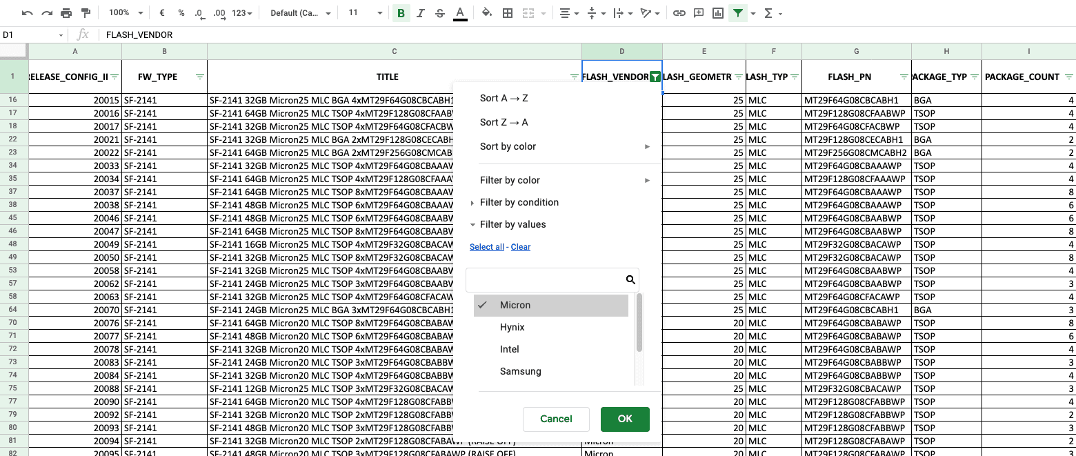 filter FW_Worksheet_SFI_SF-2000_140120_Confidential_Gold document to ubrick ssd from SandForce bug