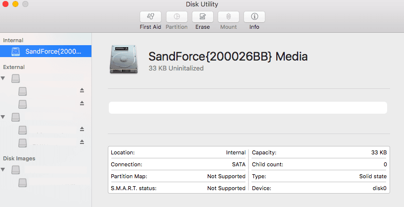 SandForce bug, but on a Mac, showing SandForce {200026BB}