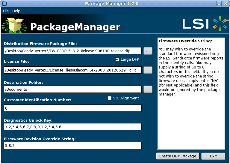 SandForce package manager to create dfp file to unbrick ssd